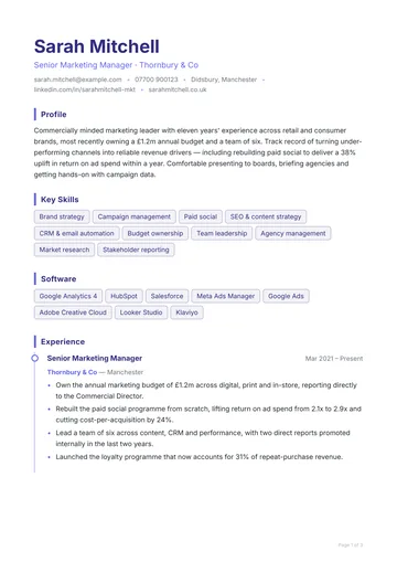 Angel CV template — modern, timeline layout
