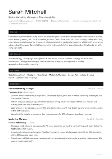 Barbican CV template — minimal, minimal layout