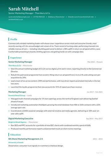 Belsize CV template — stylish, curved layout
