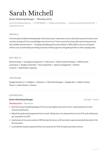 Pimlico CV template — minimal, minimal layout