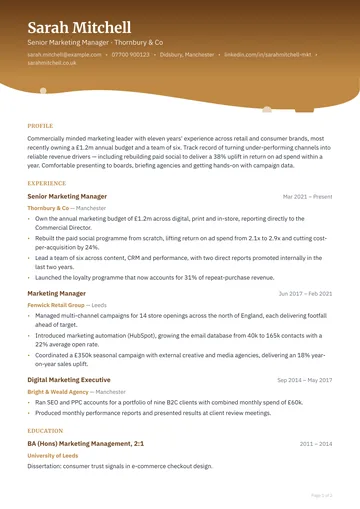 Primrose CV template — stylish, curved layout