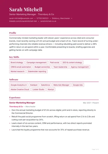 Soho resume template — creative, banner layout
